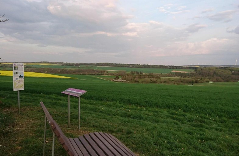 Windradblick mit Ruhebank | &copy; B. Vogt