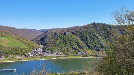 Blick aufs Rheintal und die Burg Maus | &copy; T. Biersch