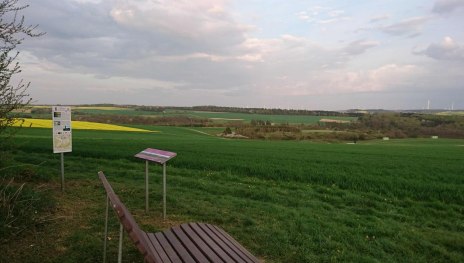 Windradblick mit Ruhebank | © B. Vogt