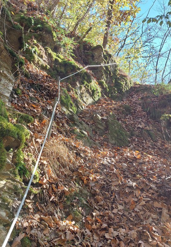 Aufstieg zum Felsen mit Seil | &copy; T. Biersch